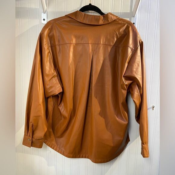 Anthropologie Faux Leather Shirt Size M - Picture 10 of 12